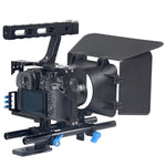 YELANGU YLG1105A Maniglia Kit stabilizzatore gabbia videocamera con Matte Box e Follow Focus per Panasonic Lumix DMC-GH4 e G7 / Sony A7 e A7S e A7R e A7RII e A7SII, YLG1105A