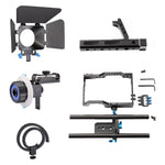 YELANGU YLG1105A Maniglia Kit stabilizzatore gabbia videocamera con Matte Box e Follow Focus per Panasonic Lumix DMC-GH4 e G7 / Sony A7 e A7S e A7R e A7RII e A7SII, YLG1105A