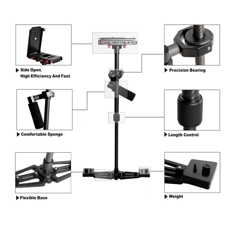 YELANGU YLG0107K Stabilizzatore portatile Steadicam professionale in alluminio aeronautico da 40-67 cm per fotocamera DSLR DV