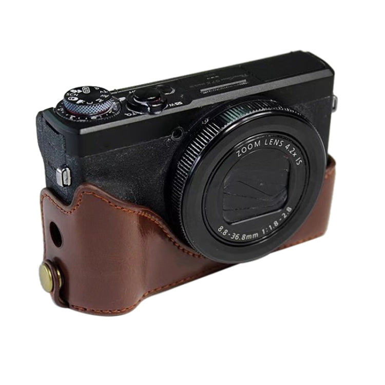Base mezza custodia per fotocamera in pelle PU con filo da 1/4 di pollice per Canon G7 X Mark III / G7 X3, For Canon G7 X Mark III / G7 X3, For Canon G7 X Mark III