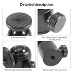 BEXIN K18A Mini testa a sfera panoramica in metallo con rotazione di 360 gradi, K18A