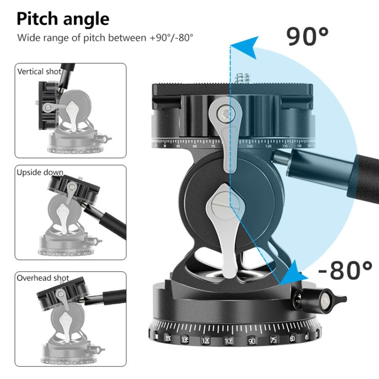 BEXIN DT-02R/S Testa fluida con azione treppiede panoramica 2D a 720 gradi per carichi pesanti con piastra a sgancio rapido, DT-02R/S