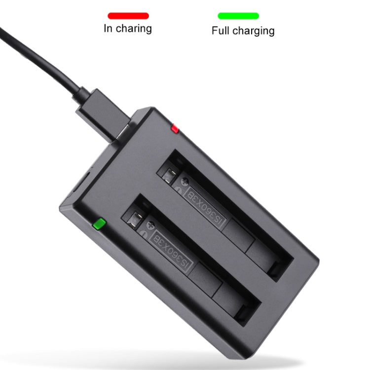 Caricabatterie USB a Doppia Batteria con Cavo e Indicatore Luminoso (Nero) per Insta360 X3 DCA2121B 20050