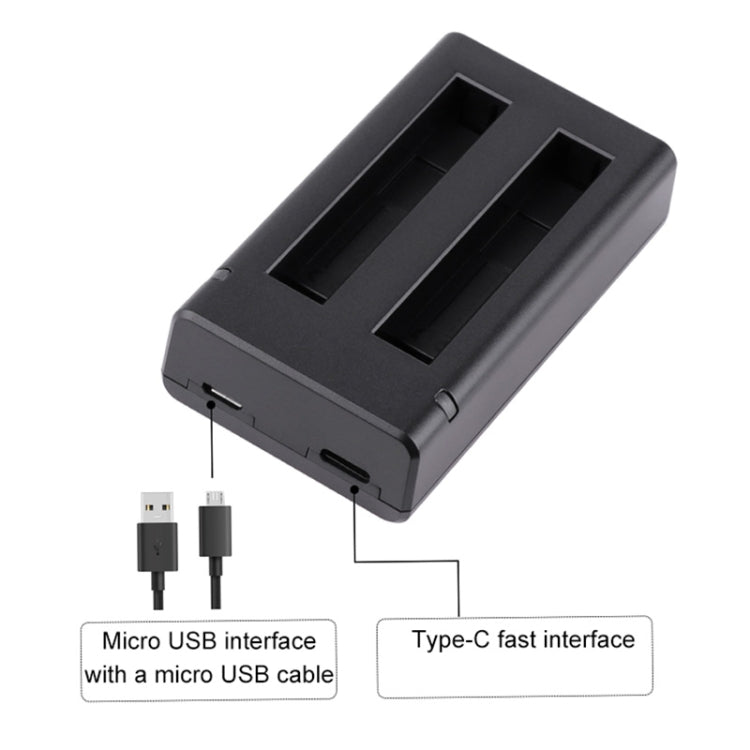 Caricabatterie USB a Doppia Batteria con Cavo e Indicatore Luminoso (Nero) per Insta360 X3 DCA2121B 20050