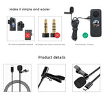 Per microfono di registrazione Lavalier Clip Type-C Insta360 ONE X2, For Insta360 ONE X2