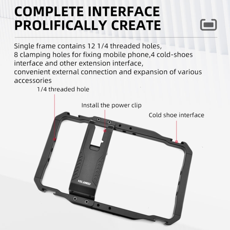 YELANGU LW-B01-1 Vlogging Trasmissione in diretta Smartphone Video Rig Gabbia metallica, LW-B01-1