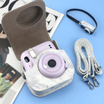 Per FUJIFILM instax mini 11/9/8 Borsa per fotocamera con custodia in pelle per tutto il corpo in marmo con cinturino
