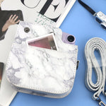 Per FUJIFILM instax mini 11/9/8 Borsa per fotocamera con custodia in pelle per tutto il corpo in marmo con cinturino