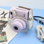Per FUJIFILM instax mini 11/9/8 Borsa per fotocamera con custodia in pelle per tutto il corpo in marmo con cinturino