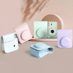 Per FUJIFILM instax mini 12 Borsa per fotocamera con custodia in pelle per tutto il corpo con cinturino