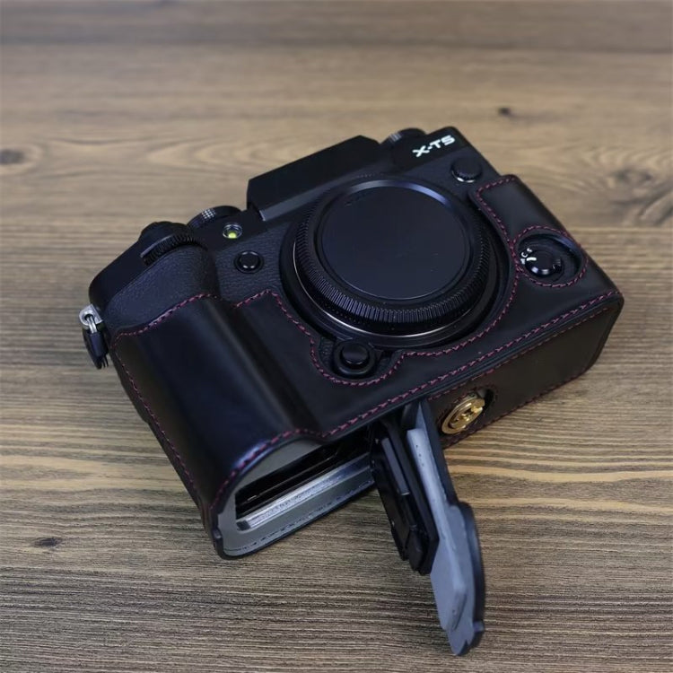 Per FUJIFILM X-T5 Base mezza custodia per fotocamera in pelle PU con filettatura da 1/4 di pollice, For FUJIFILM X-T5