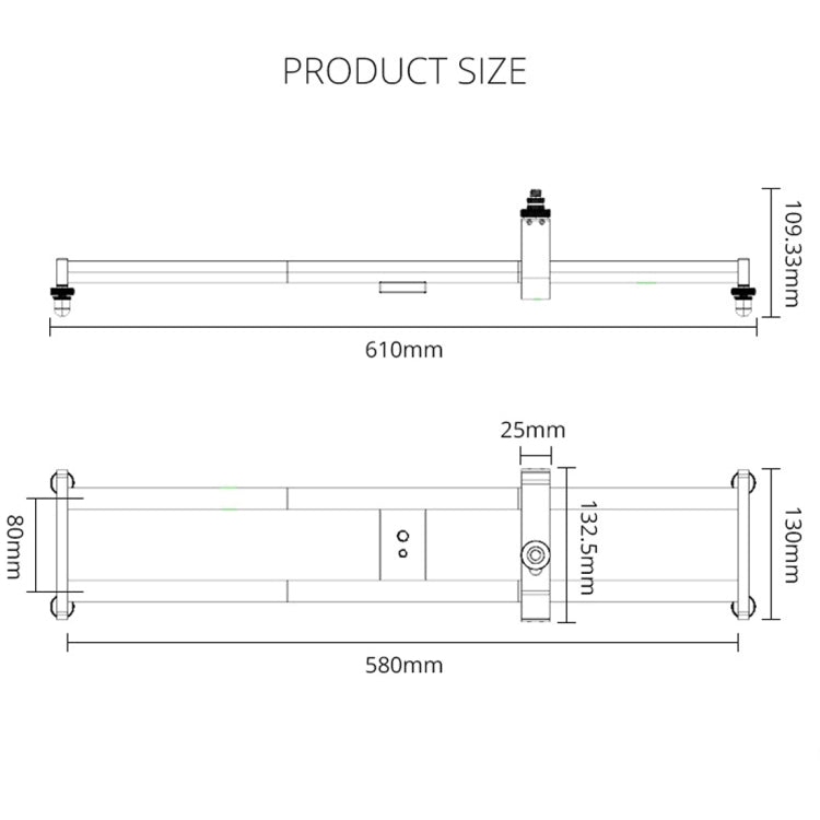 YELANGU YLG0119A Binario di scorrimento per giunzioni da 60 cm + Fibbia per binario per carrello per fotocamere reflex / videocamere, 60cm Rail Track + Rail Buckle