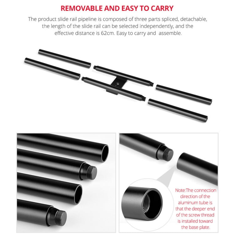 YELANGU YLG0119A Binario di scorrimento per giunzioni da 60 cm + Fibbia per binario per carrello per fotocamere reflex / videocamere, 60cm Rail Track + Rail Buckle