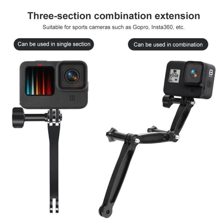 Estensore per braccio di estensione in alluminio congiunto per GoPro Hero11 Black / HERO10 Black / HERO9 Black /HERO8 / HERO7 /6 /5 /5 Session /4 Session /4 /3+ /3 /2 /1, Insta360 ONE R, DJI Osmo Action eAltre action camera, lunghezza: 8,8 cm, 8.8cm
