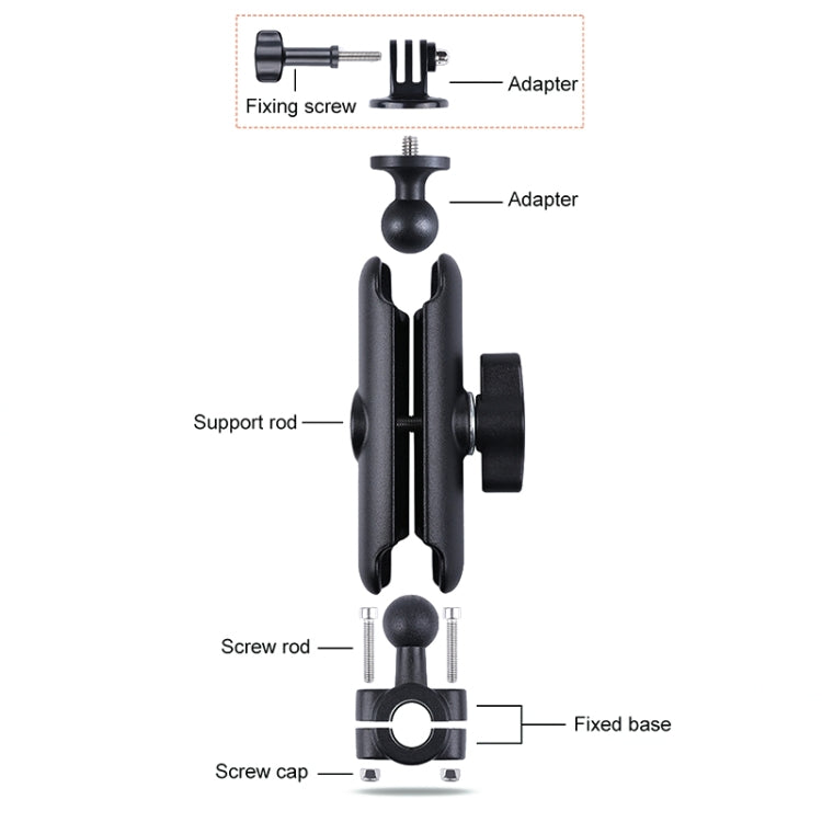 Supporto fisso per manubrio anteriore auto Ballhead da 21 mm con adattatore per treppiede e vite per GoPro Hero11 Nero / HERO10 Nero /9 Nero /8 Nero /7 /6 /5 /5 Sessione /4 Sessione /4 /3+ /3 /2 /1, DJI Osmo Action e altre action camera, 21mm 16.3cm