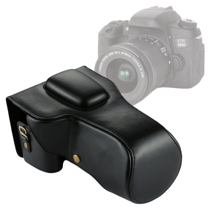 Custodia in pelle PU per fotocamera full body per Canon EOS 760D / 750D (obiettivo 18-135 mm), For EOS 760D