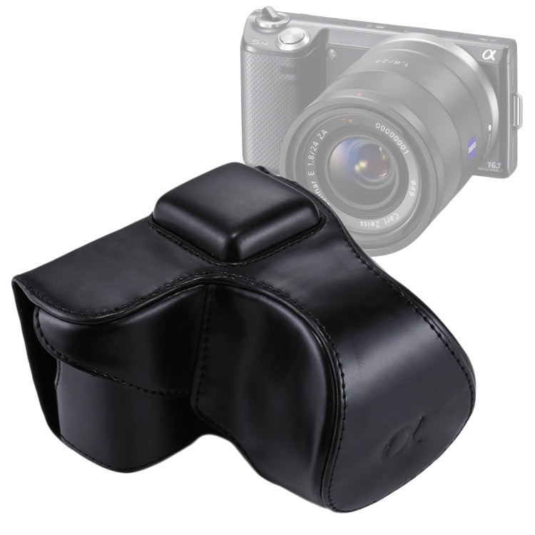 Custodia in pelle PU per fotocamera full body con cinturino per Sony NEX 5N / 5R / 5T (obiettivo 16-50mm / 18-55mm), For Sony NEX 5N