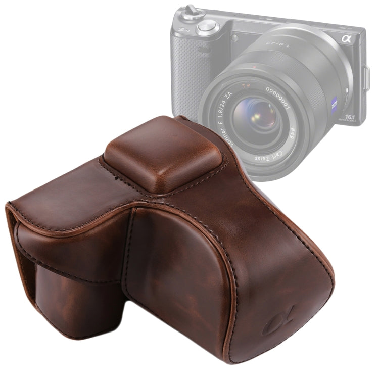 Custodia in pelle PU per fotocamera full body con cinturino per Sony NEX 5N / 5R / 5T (obiettivo 16-50mm / 18-55mm), For Sony NEX 5N