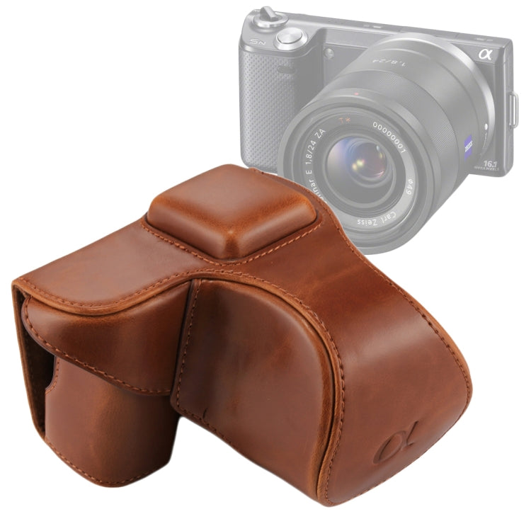 Custodia in pelle PU per fotocamera full body con cinturino per Sony NEX 5N / 5R / 5T (obiettivo 16-50mm / 18-55mm), For Sony NEX 5N