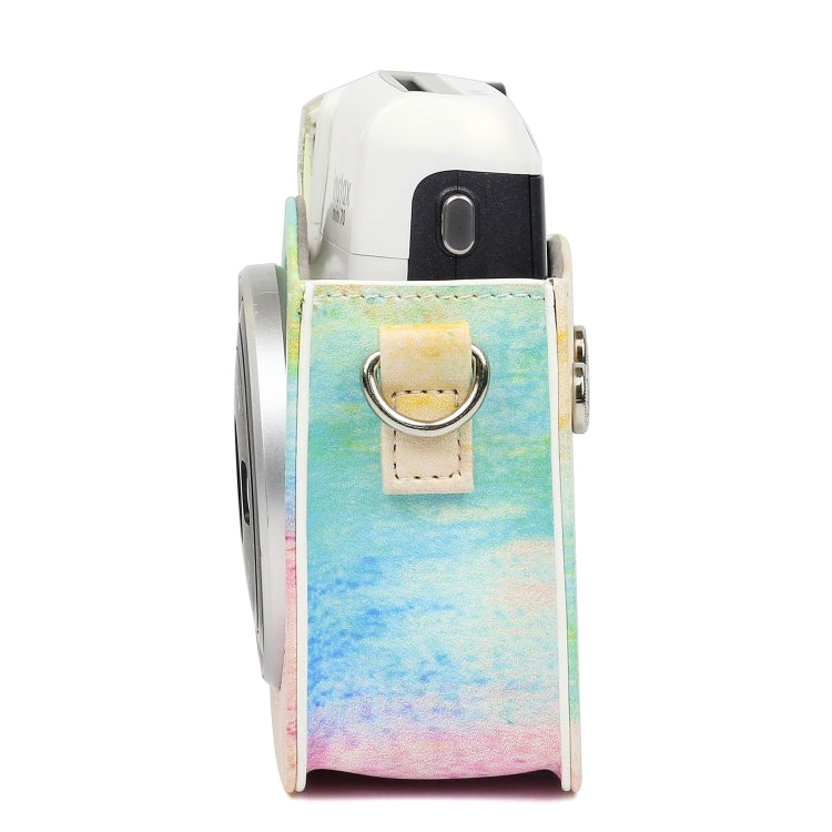 Borsa protettiva per fotocamera in pelle PU modello pittura a olio arcobaleno per fotocamera FUJIFILM Instax Mini70, Rainbow Oil painting