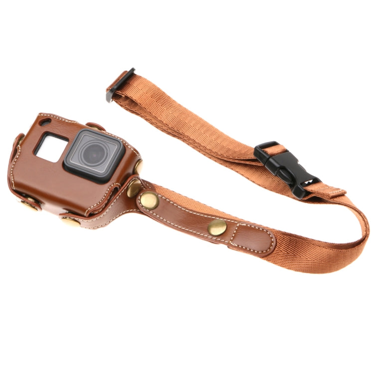 Per GoPro HERO7 Nero /6/5 Custodia in pelle PU con tracolla e pulsanti, PU Leather (Brown), PU Leather (Coffee), PU Leather (Black)