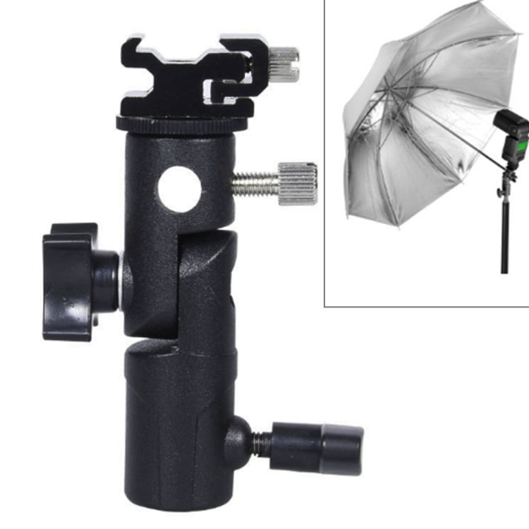 Staffa per ombrellone con supporto per flash multifunzione tipo E, carico massimo: 3 kg, E-bracket
