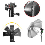 Staffa per ombrellone con supporto per flash multifunzione tipo E, carico massimo: 3 kg, E-bracket