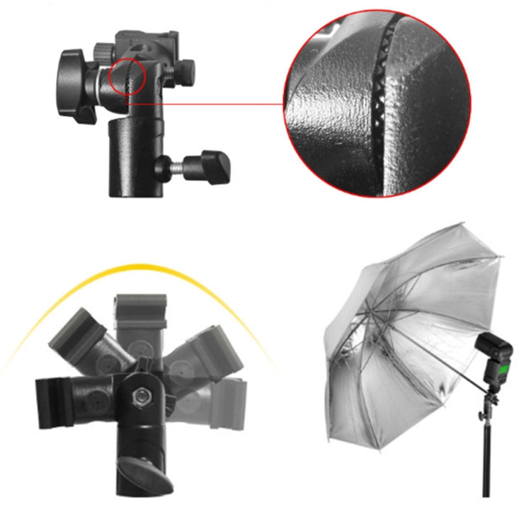 Staffa per ombrellone con supporto per flash multifunzione tipo E, carico massimo: 3 kg, E-bracket