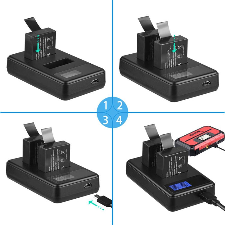 SJCAM SJ7000 / SJ6000 / SJ5000 / SJ4000 Batteria Schermo LCD Caricatore doppio per batterie, visualizza la capacità di ricarica, For SJCAM SJ7000