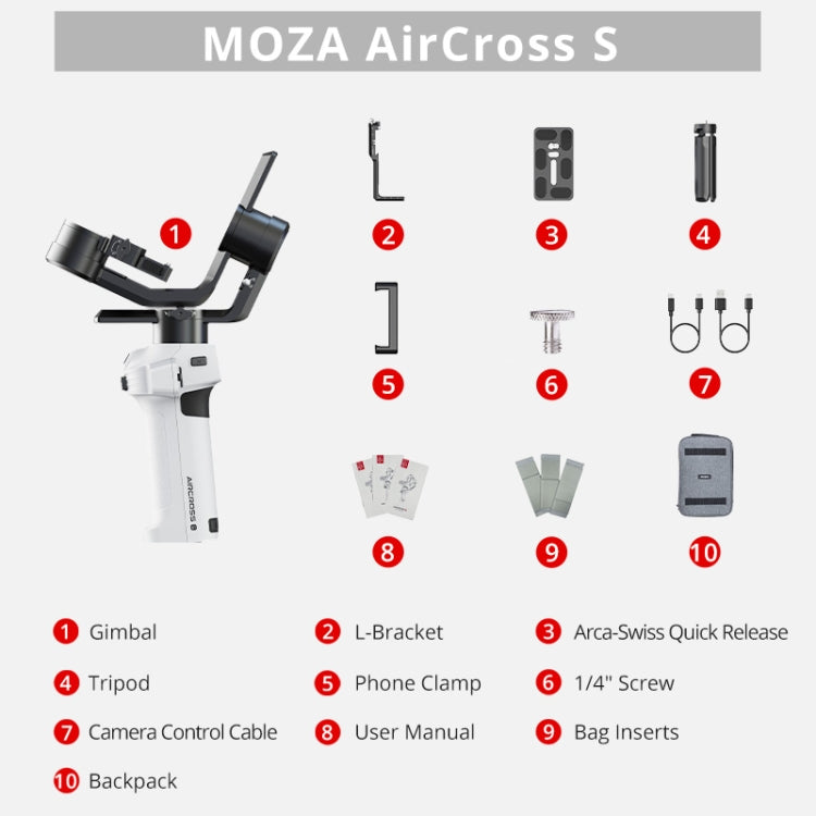 MOZA AirCross S 3-Axis Foldable Handheld Gimbal Stabilizer for DSLR Cameras and Smartphones, AirCross S