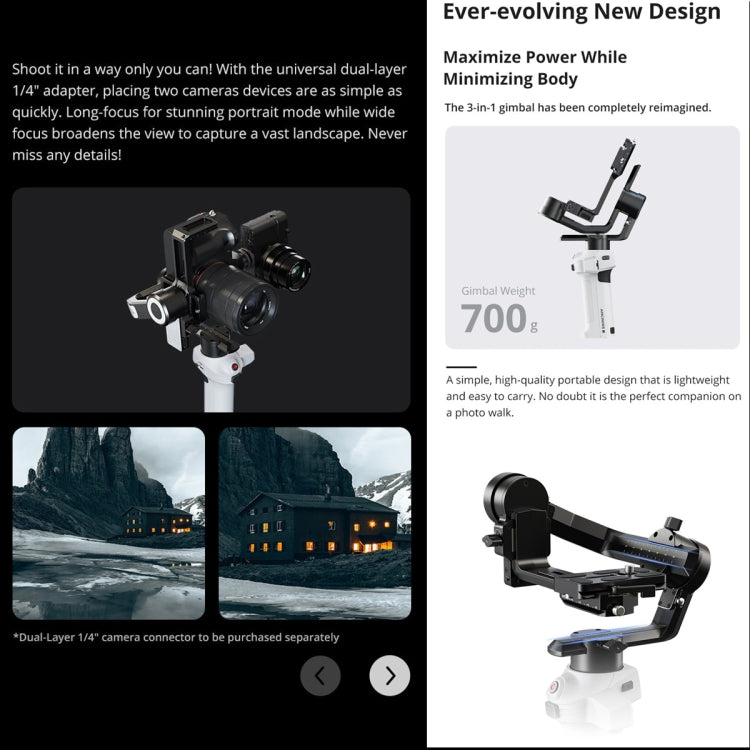 MOZA AirCross S 3-Axis Foldable Handheld Gimbal Stabilizer for DSLR Cameras and Smartphones, AirCross S