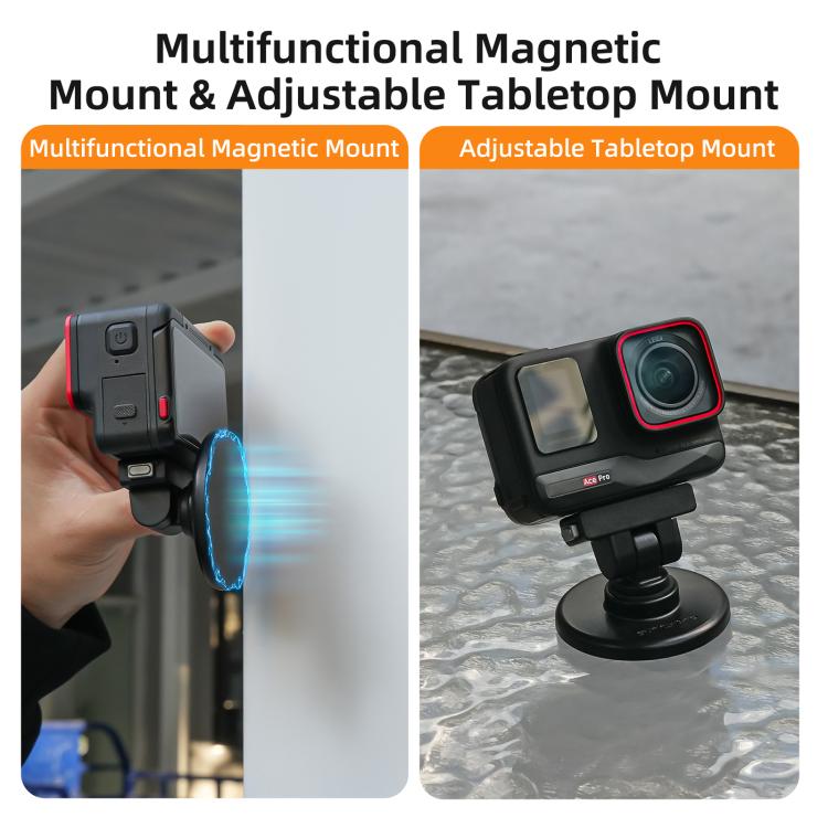 Supporto magnetico a sgancio rapido Sunnylife con inclinazione regolabile di 1/4 e 180° per Insta360 X4 Air / X5 / Ace / Ace Pro 2 / 1, DZ-142 For Insta360 X4 Air / X5