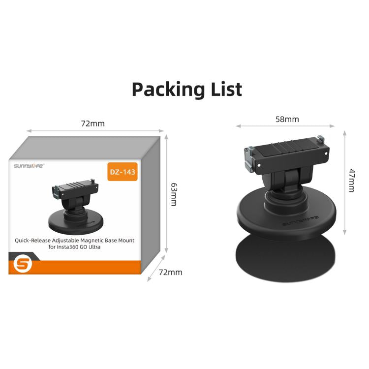 Per Insta360 GO Ultra, supporto magnetico a sgancio rapido Sunnylife, staffa da tavolo regolabile con inclinazione di 1/4 e 180°., DZ-143 For Insta360 GO Ultra