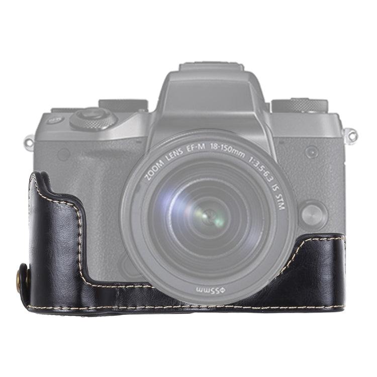 Base mezza custodia per fotocamera in pelle PU con filo da 1/4 di pollice per Canon EOS M5, For Canon M5