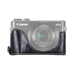 Base mezza custodia per fotocamera in pelle PU con filo da 1/4 di pollice per Canon G7 X Mark II, For Canon G7X2