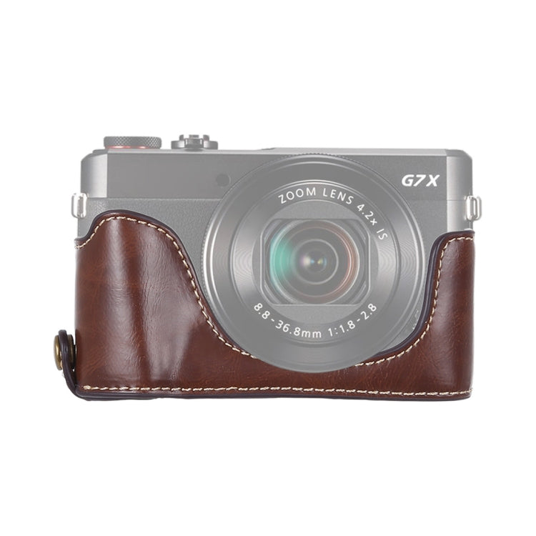 Base mezza custodia per fotocamera in pelle PU con filo da 1/4 di pollice per Canon G7 X Mark II, For Canon G7X2