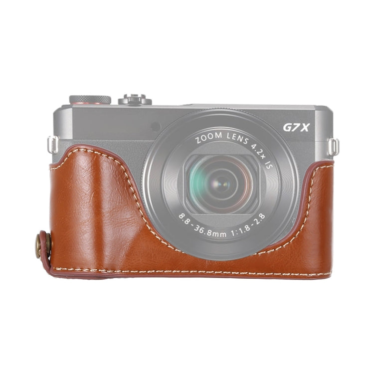 Base mezza custodia per fotocamera in pelle PU con filo da 1/4 di pollice per Canon G7 X Mark II, For Canon G7X2