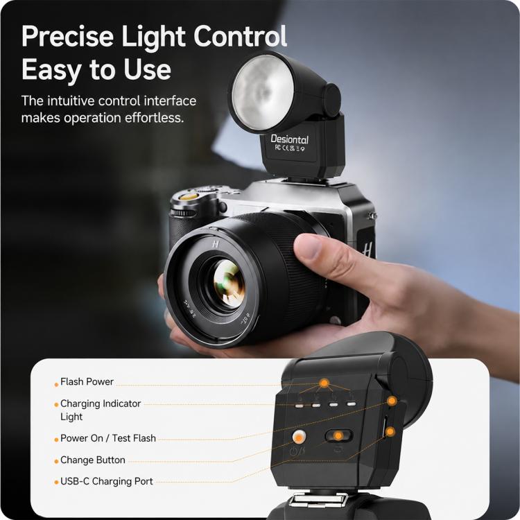 Desiontal F02 Mini flash da montare sulla fotocamera per fotocamere mirrorless, F02(Black), F02 (White)