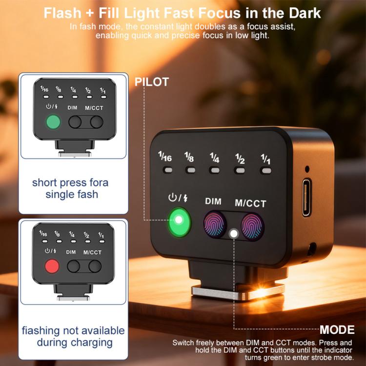 Desiontal F03 Mini Flash da montare sulla fotocamera per fotocamere mirrorless, F03