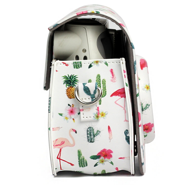 Borsa protettiva per fotocamera in pelle PU modello Flamingo Cactus per fotocamera FUJIFILM Instax Mini 7S / 7C, Flamingo Cactus