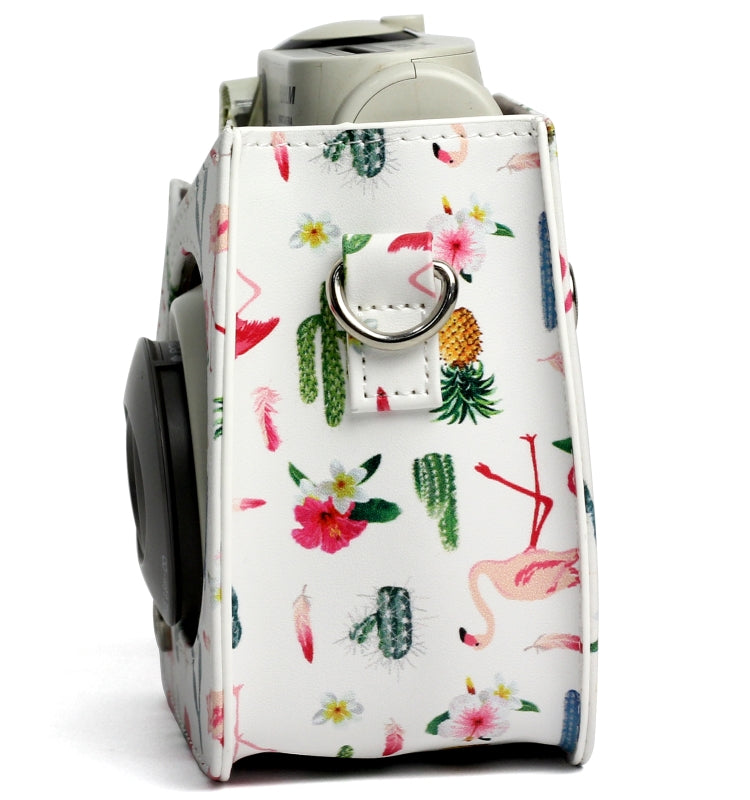 Borsa protettiva per fotocamera in pelle PU modello Flamingo Cactus per fotocamera FUJIFILM Instax Mini 7S / 7C, Flamingo Cactus