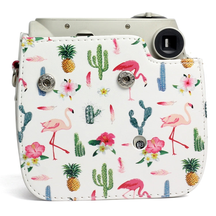 Borsa protettiva per fotocamera in pelle PU modello Flamingo Cactus per fotocamera FUJIFILM Instax Mini 7S / 7C, Flamingo Cactus