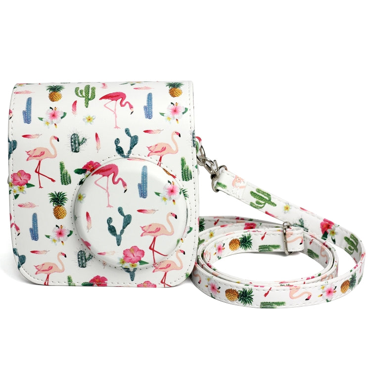 Borsa protettiva per fotocamera in pelle PU modello Flamingo Cactus per fotocamera FUJIFILM Instax Mini 7S / 7C, Flamingo Cactus