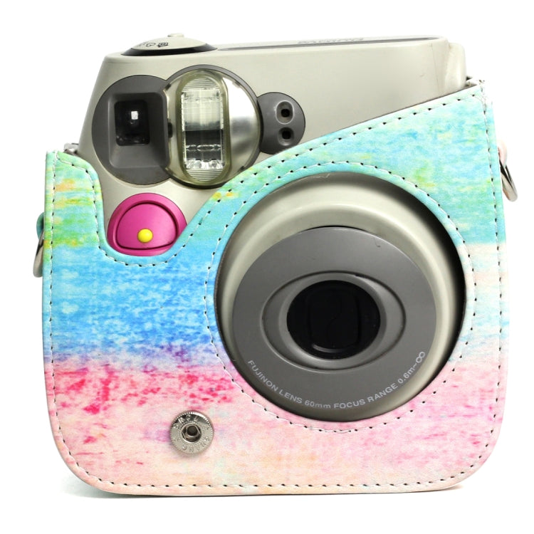 Borsa protettiva per fotocamera in pelle PU modello pittura a olio arcobaleno per fotocamera FUJIFILM Instax Mini 7S / 7C, Rainbow Oil