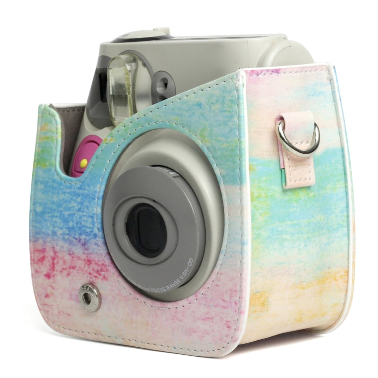 Borsa protettiva per fotocamera in pelle PU modello pittura a olio arcobaleno per fotocamera FUJIFILM Instax Mini 7S / 7C, Rainbow Oil