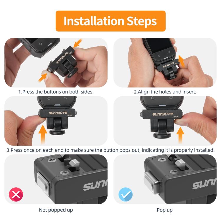 Adattatore magnetico a sgancio rapido Sunnylife, supporto per selfie stick regolabile con inclinazione di 180° da 1/4" per Insta360 X4 Air / X5 / Ace Pro 2 / 1 / Ace, AD136 For Insta360 X4 Air / X5