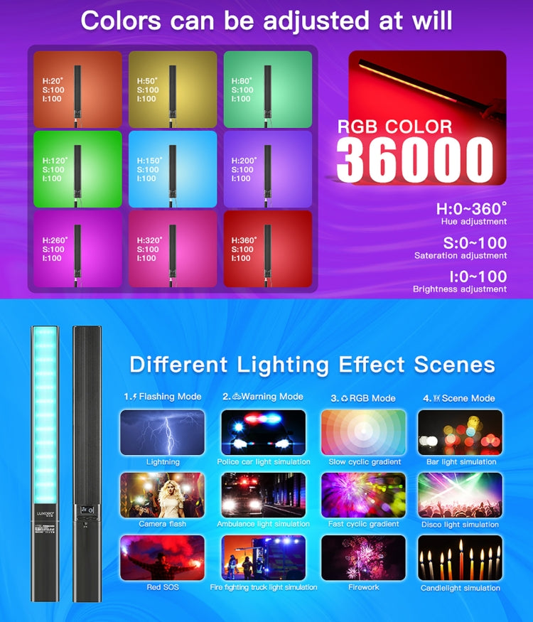 LUXCeO P6 RGB LED colorato per foto Stick Video Light Controllo APP portatile Luce di riempimento LED a colori, P6