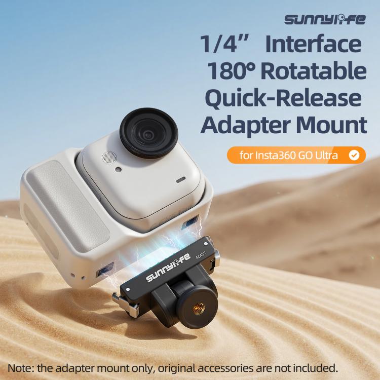 Adattatore magnetico a sgancio rapido Sunnylife per Insta360 GO Ultra, interfaccia da 1/4, inclinazione regolabile a 180°, supporto per selfie stick., AD137 For Insta360 GO Ultra
