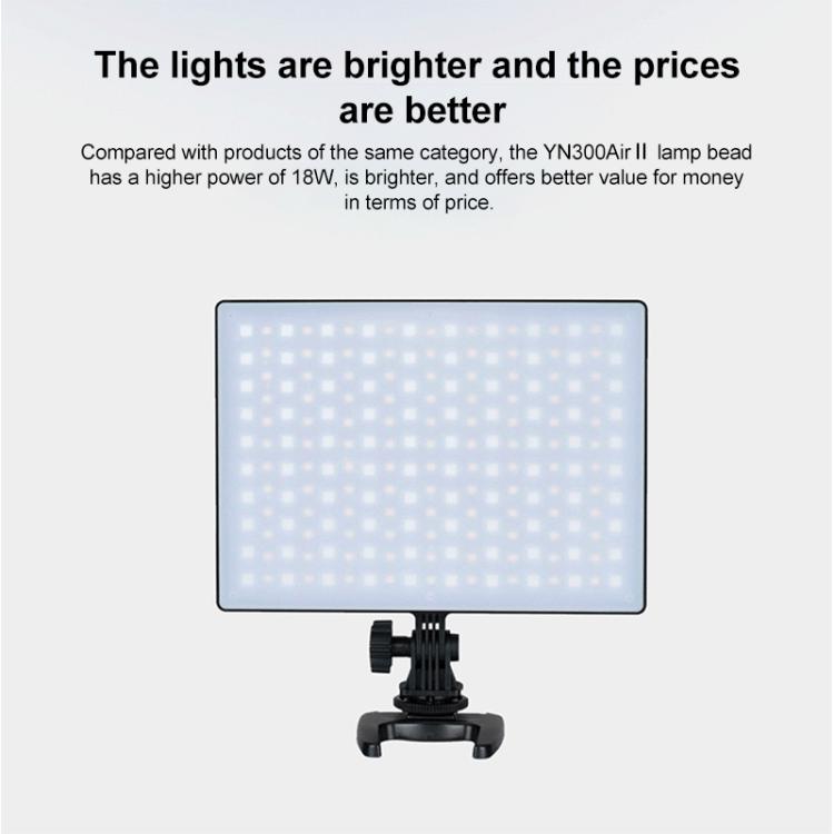 Pannello luminoso a LED YONGNUO YN300Air II per vlog, RGB, gamma completa, bicolore, 3200K-5600K., YN300Air II