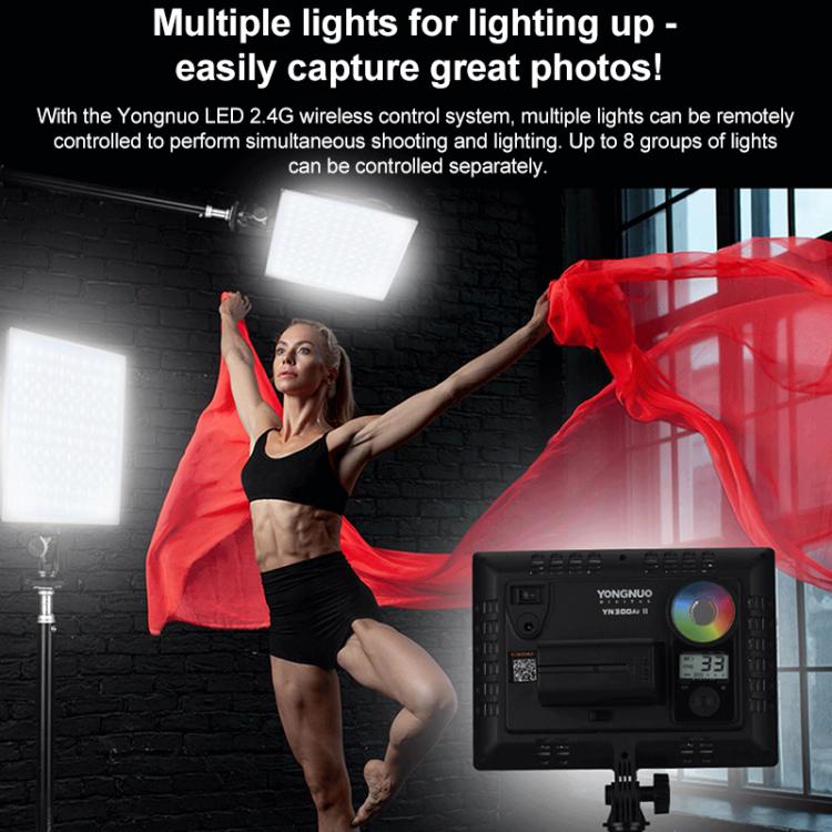 Pannello luminoso a LED YONGNUO YN300Air II per vlog, RGB, gamma completa, bicolore, 3200K-5600K., YN300Air II